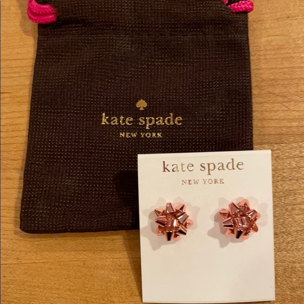NWT Kate Spade Rose Gold Bourgeois Bow Earrings